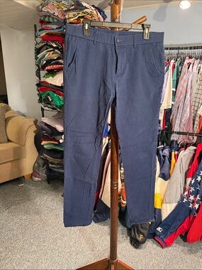 Men's Navy Casual Chino Pants - Plaid & Plain